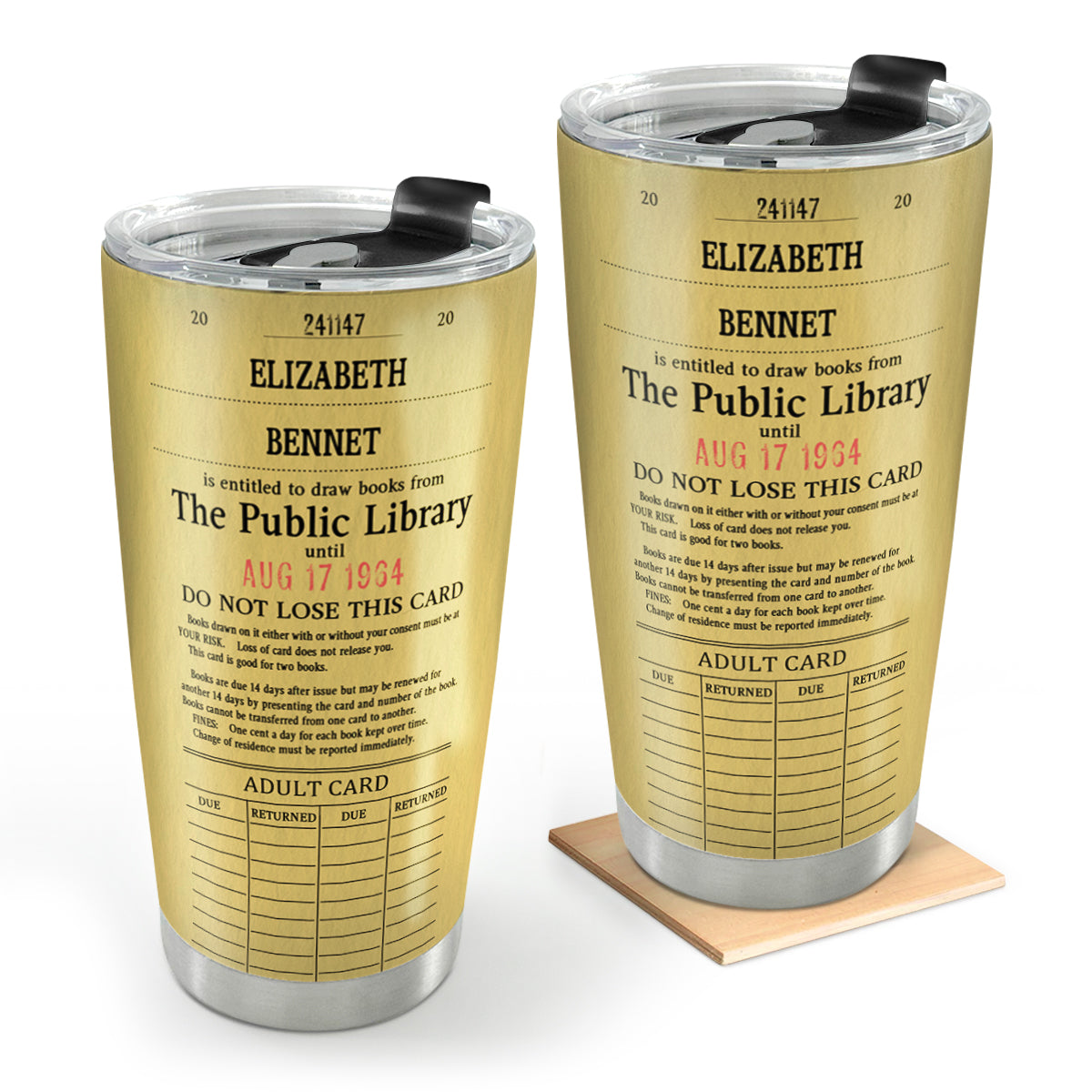 Custom Library Card - Personalized Stainless Steel Tumbler – Bookswares