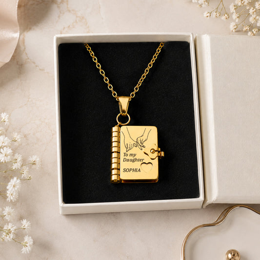 To My Daughter My Son I'm Always With You - Personalized Book Necklace