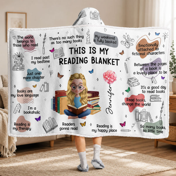 Birth Month Flower Reading Blanket - Personalized Wearable Hooded Blanket