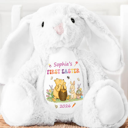 Baby's First Easter With Pooh - Personalized Stuffed Bunny