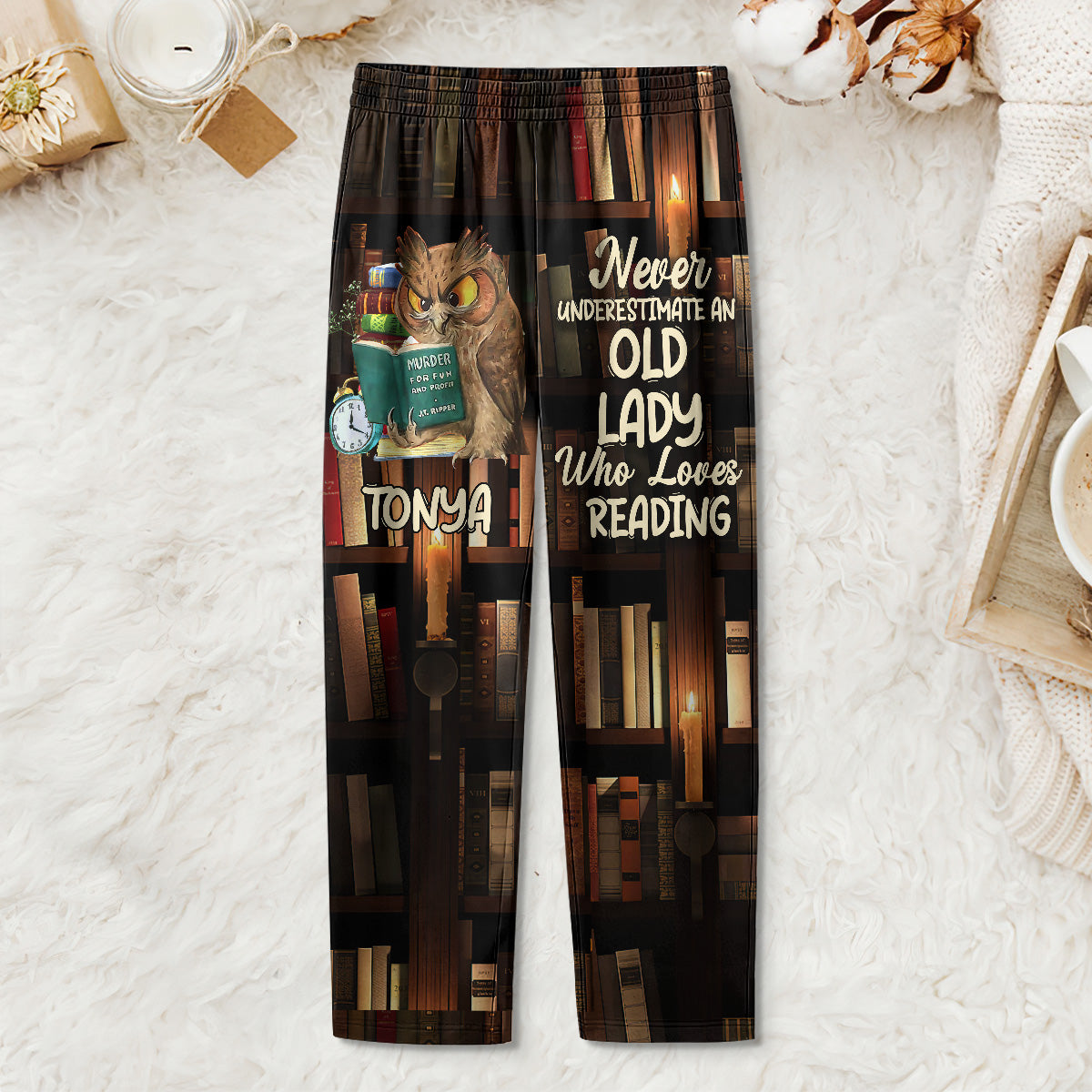 Never Underestimate An Old Lady Who Loves Reading - Personalized Lounge Pajama Pants