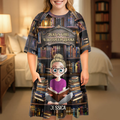 Just A Girl Who Loves Books - Personalized Sleep Tee