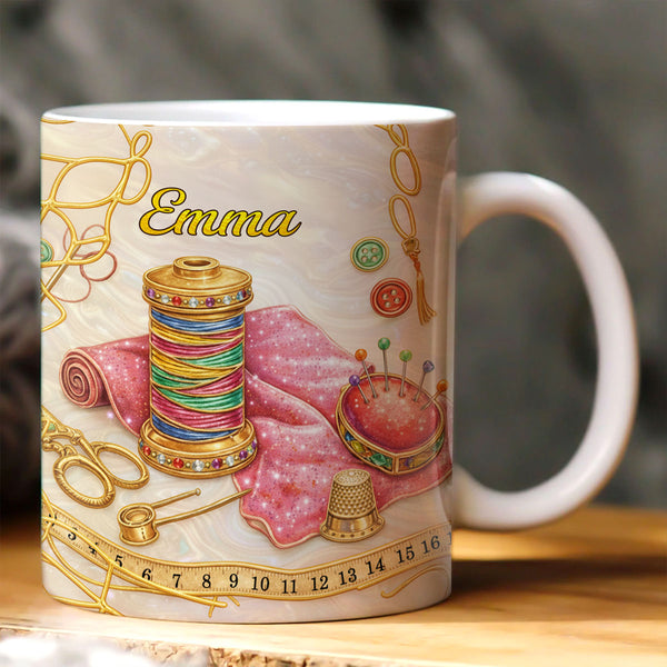 Love Sewing Stained Glass - Personalized Ceramic Coffee Mug