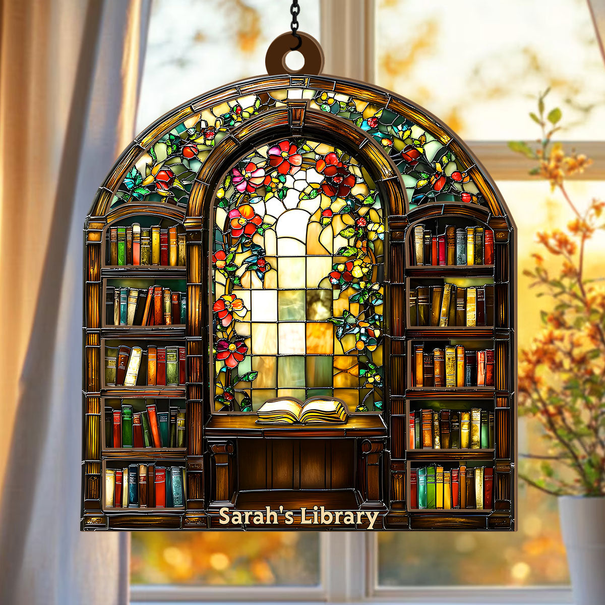 Library Bookshelf - Personalized Acrylic Suncatcher