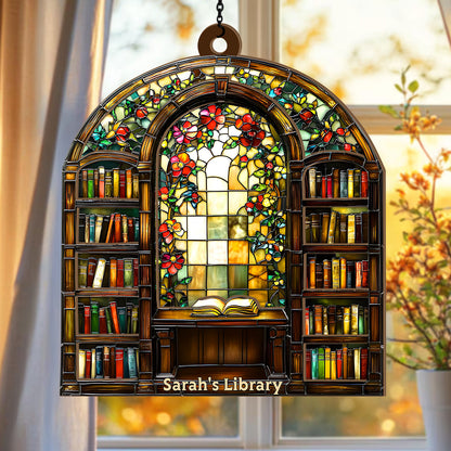Library Bookshelf - Personalized Acrylic Suncatcher