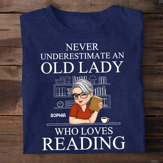 Never Underestimate An Old Lady Who Loves Reading Book - Personalized 2D Unisex T-shirt