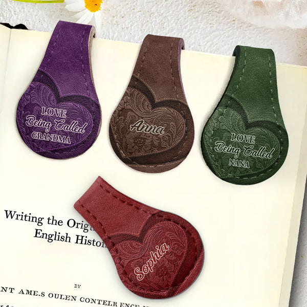 Love Being Called Grandma Mother's Day Gift - Personalized Circle Leather Magnetic Bookmark