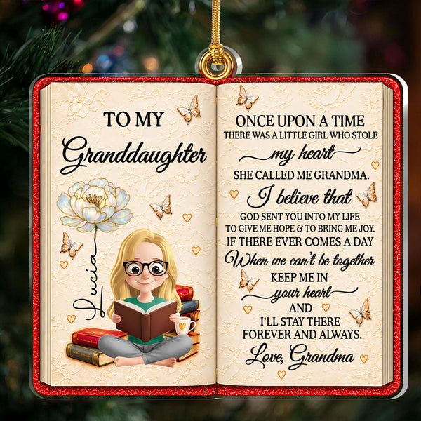 There Was A Little Girl Who Stole My Heart, Book Lovers Gifts For Granddaughter - Personalized 1-Layer Acrylic Ornament