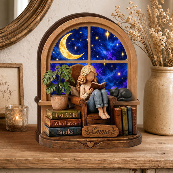 Fantasy Just A Girl Who Loves Books Gift For Book Lovers - Personalized Custom Shaped Wood Plaque