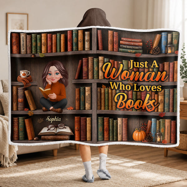 All Booked For Fall - Personalized Wearable Hooded Blanket