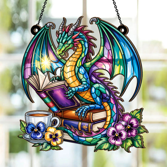The Lorekeeper Dragon -  Window Hanging Suncatcher