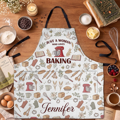 Just A Woman Who Loves Jesus and Baking - Personalized Apron With Pocket