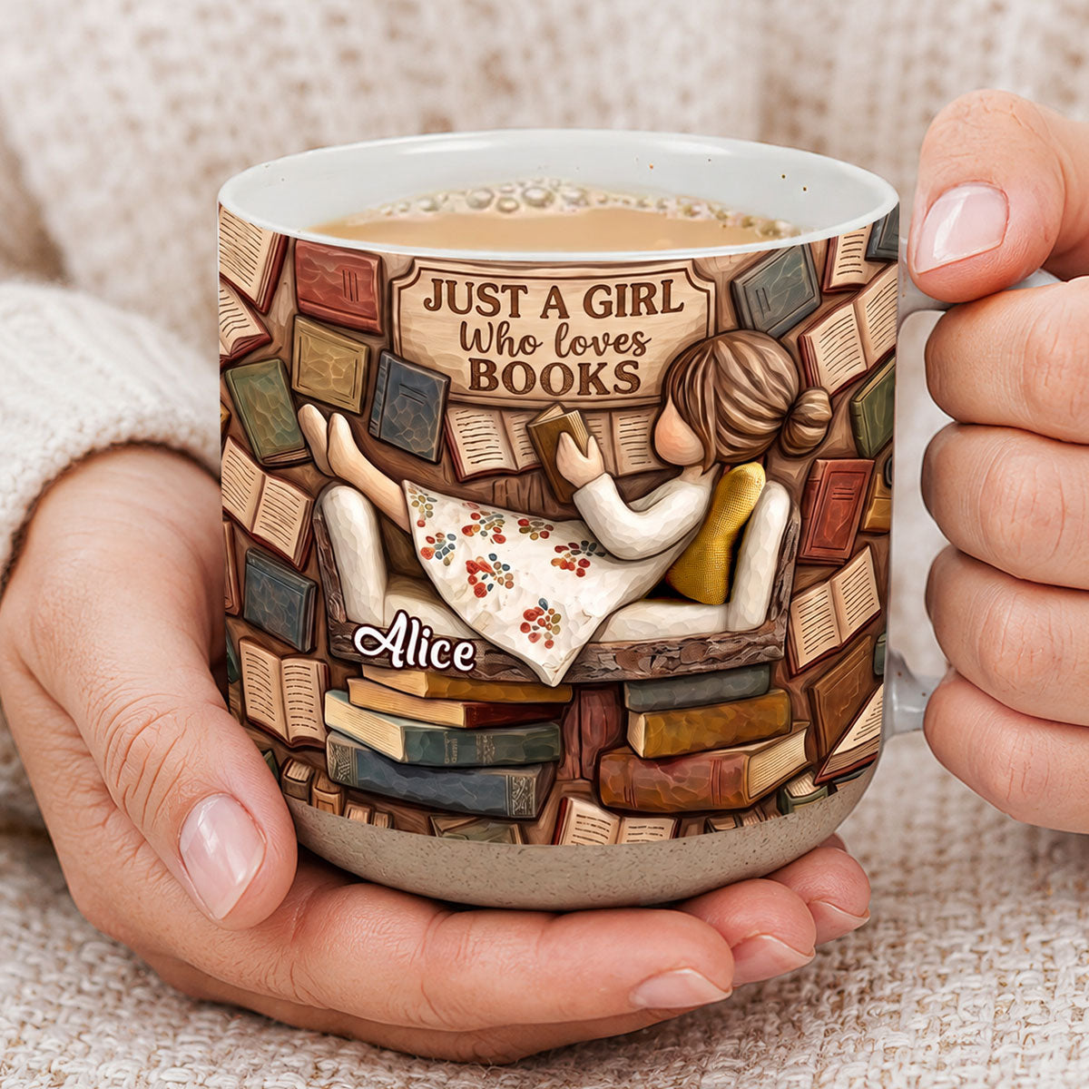 Just A Girl Who Loves Books - Personalized Pottery Mug