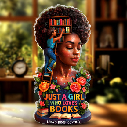 Just A Girl Who Loves Books - Personalized Custom Shaped Squared Acrylic Plaque