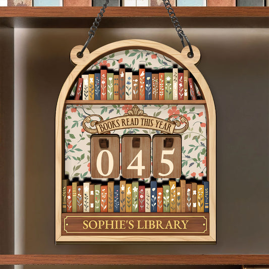 Vintage Book Read This Year Gift For Book Lover - Personalized Tracker Sign