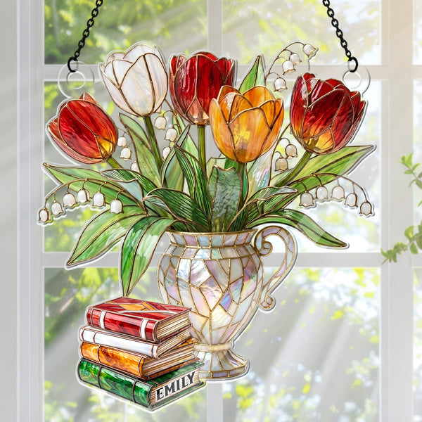 Whispers of Tulips Story - Personalized Acrylic Suncatcher