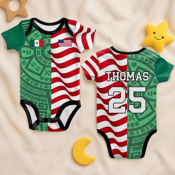 Little Soccer Fan Two Teams Version - Personalized All Over Print Onesie