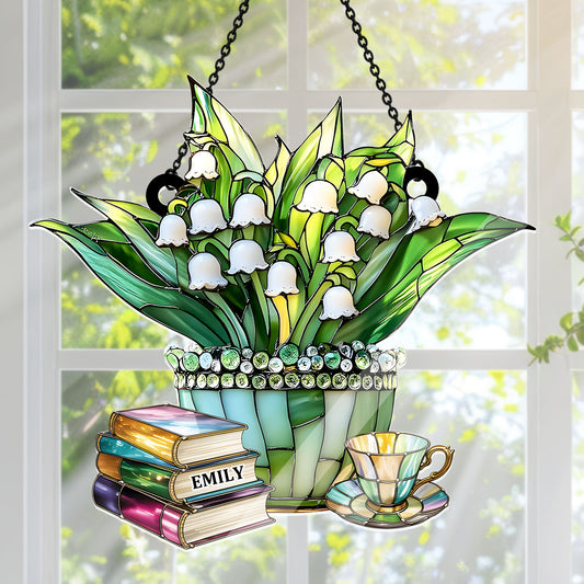 Just A Girl Who Loves Lilies and Books - Personalized Acrylic Suncatcher