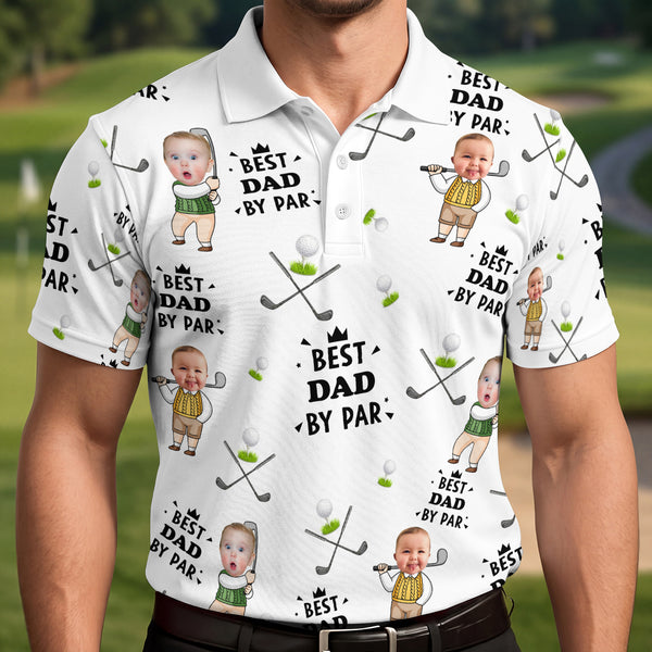 Custom Photo Best Dad By Par Funny Kid - Personalized Polo Shirt