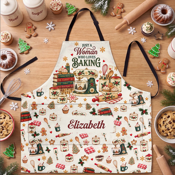 Just A Woman Who Loves Baking - Personalized Apron With Pocket