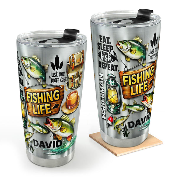 Eat Sleep Fish Repeat - Personalized Stainless Steel Tumbler