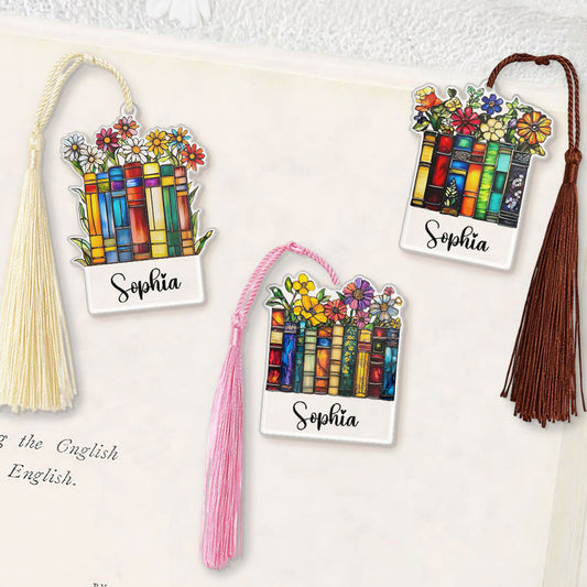 Vintage Flower Book - Personalized Acrylic Bookmark