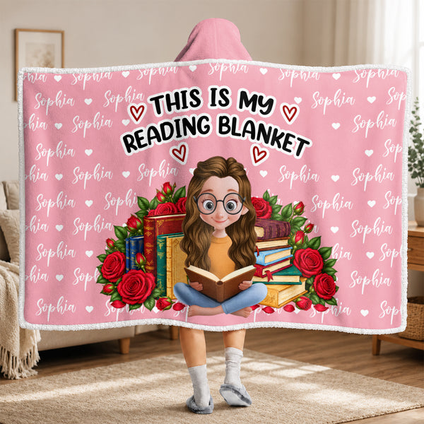 Just A Girl Who Loves Books Gift For Book Lovers, Granddaughter, Daughter - Personalized Wearable Hooded Blanket