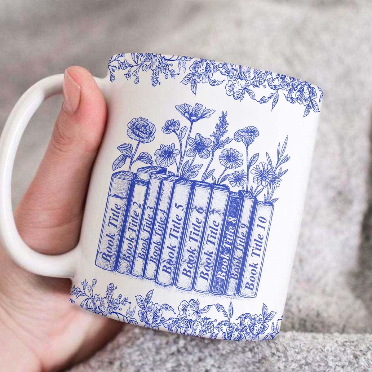 My Reading Companion Toile De Jouy - Personalized Ceramic Coffee Mug