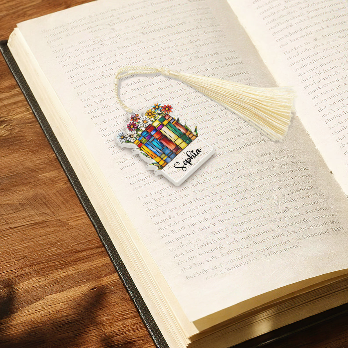Vintage Flower Book - Personalized Acrylic Bookmark