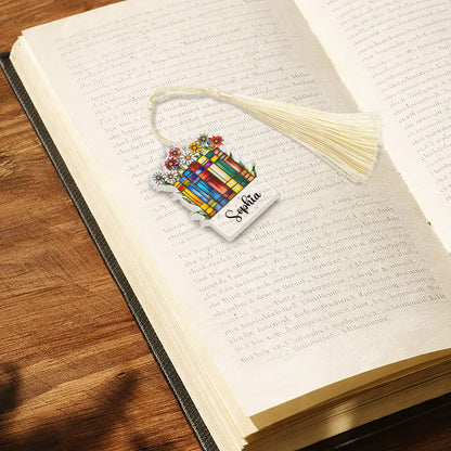 Vintage Flower Book - Personalized Acrylic Bookmark