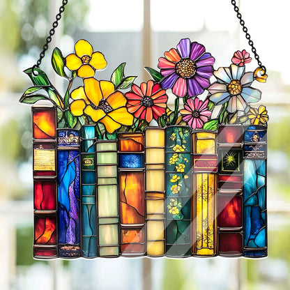 Vintage Flower Book -  Acrylic Suncatcher