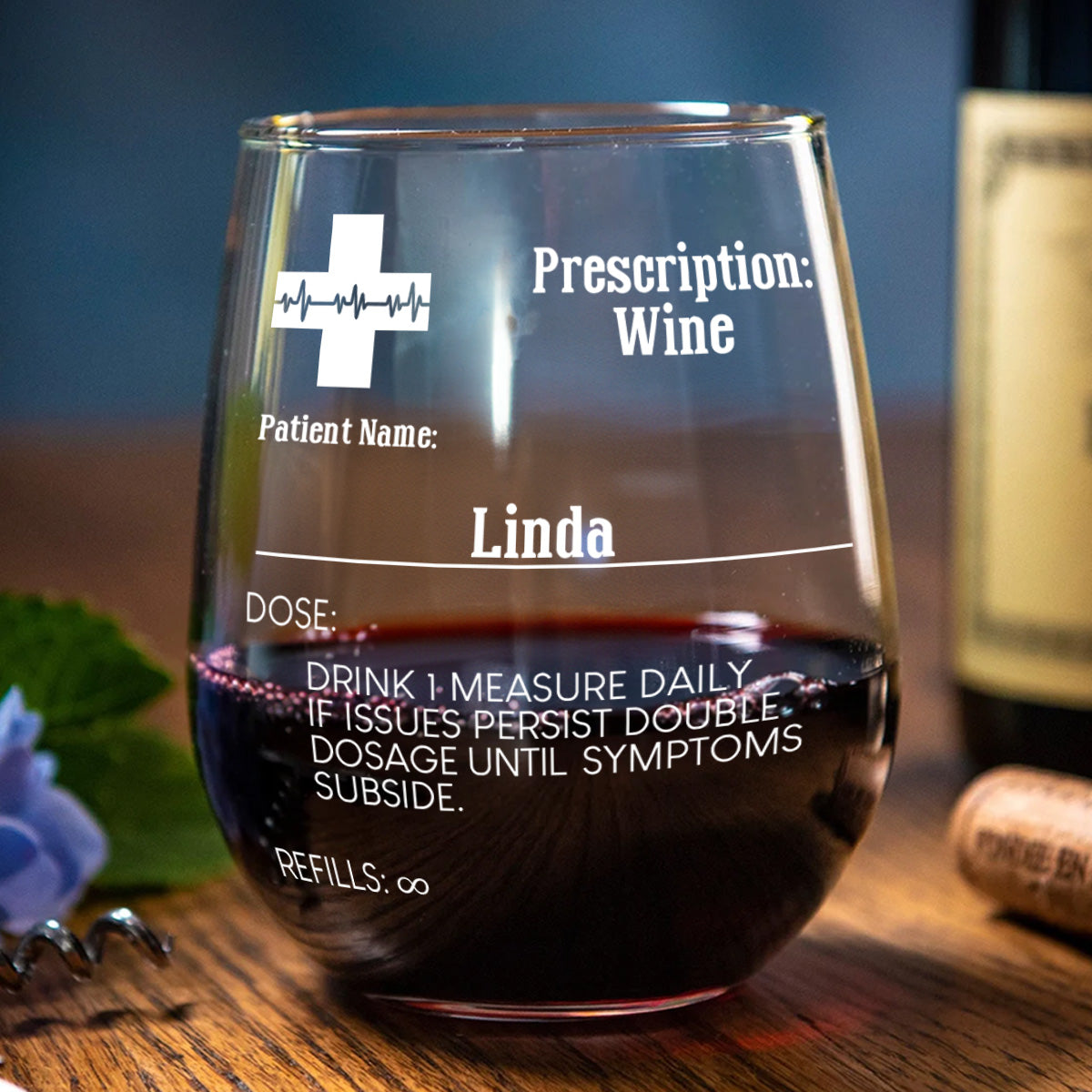 Prescription - Personalized Stemless Wine Glass