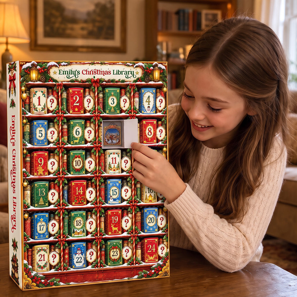 Guess The Christmas Book, 24 Days Of Bookish Adventures Gift For Granddaughter, Grandson, Book Lovers - Personalized Christmas Advent Calendar