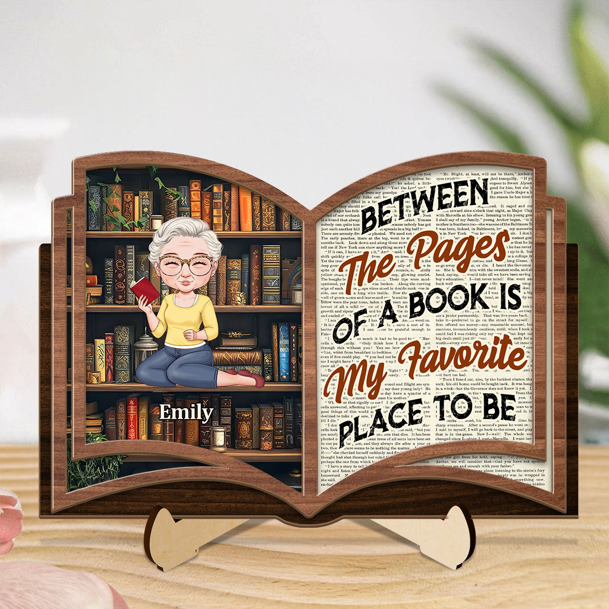 Between The Pages Of A Book - Personalized 2-Layered Wooden Plaque