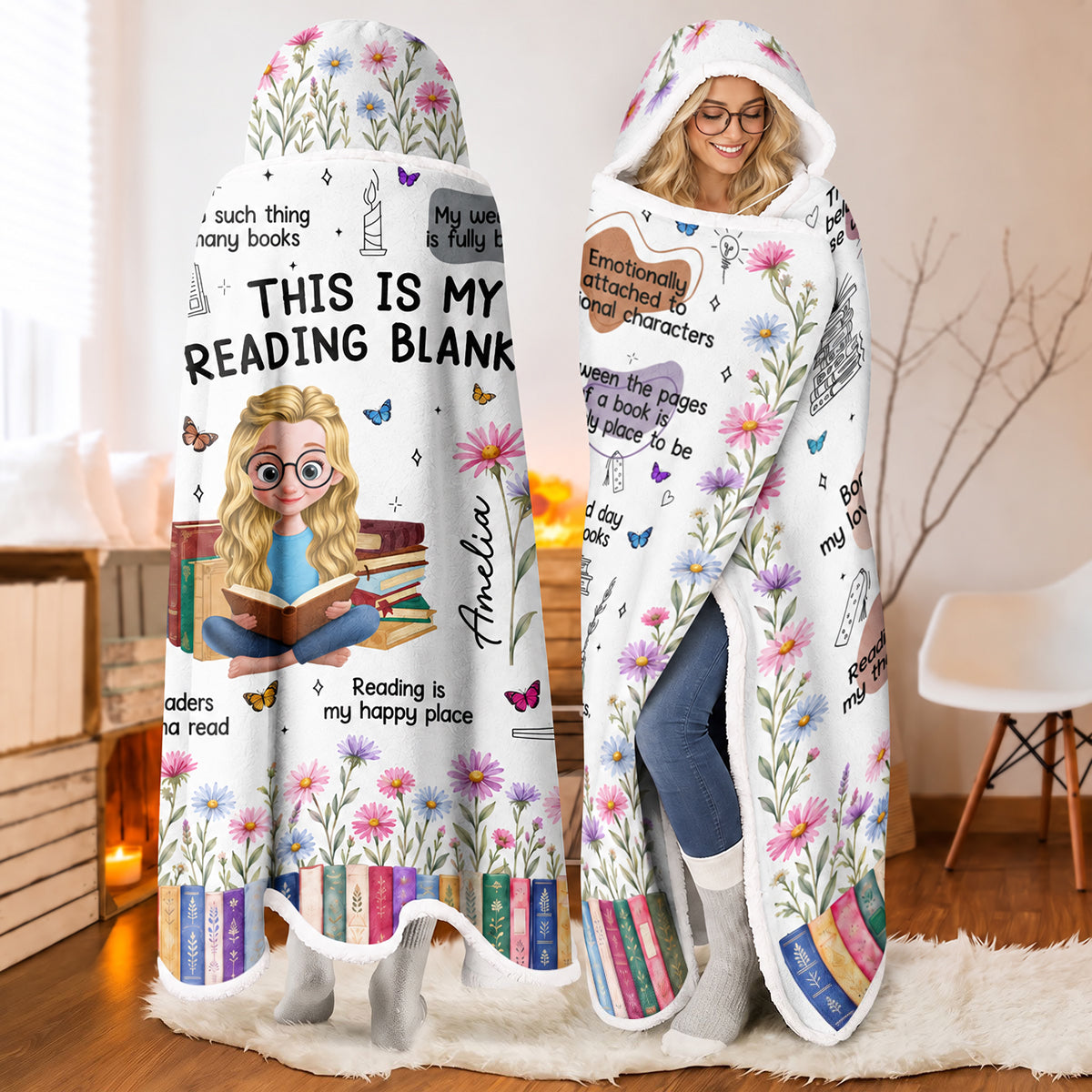 This Is My Reading Blanket - Personalized Wearable Hooded Blanket