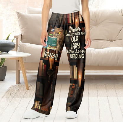 Never Underestimate An Old Lady Who Loves Reading - Personalized Lounge Pajama Pants