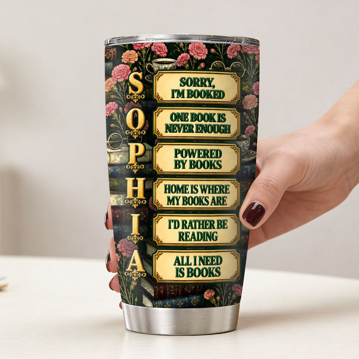 Just A Girl Who Loves Books Reading Lover Alphabet - Personalized Stainless Steel Tumbler