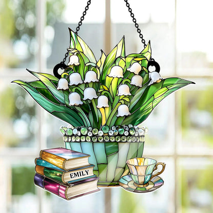 Just A Girl Who Loves Lilies and Books - Personalized Acrylic Suncatcher