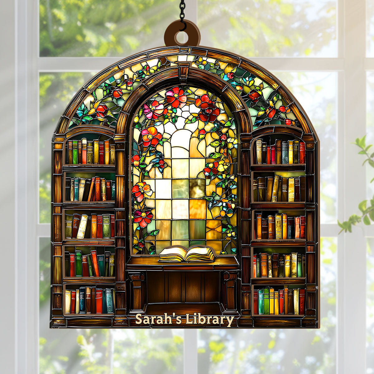 Library Bookshelf - Personalized Acrylic Suncatcher