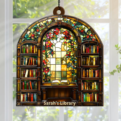 Library Bookshelf - Personalized Acrylic Suncatcher
