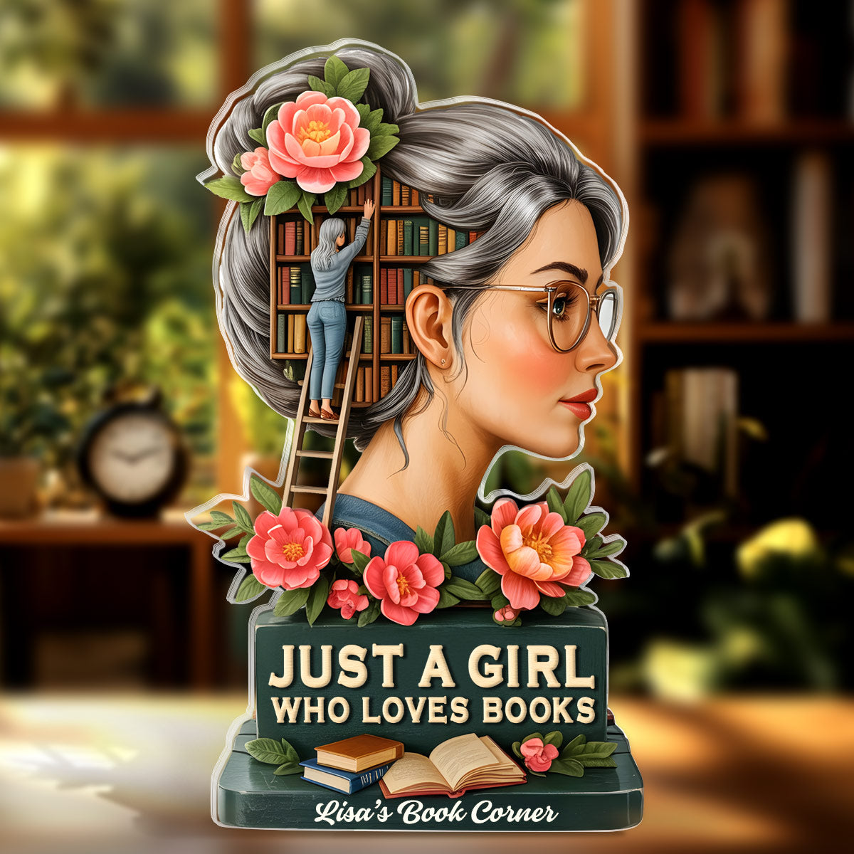 Just A Girl Who Loves Books - Personalized Custom Shaped Squared Acrylic Plaque