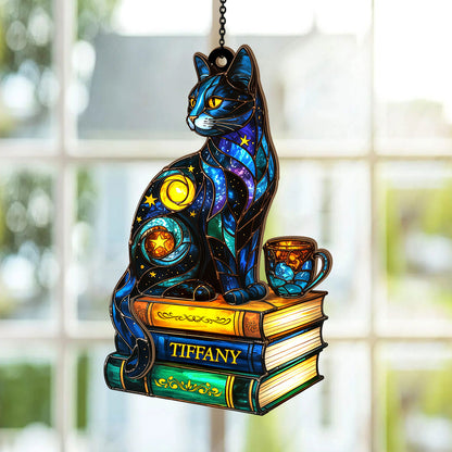 The Library Cat - Personalized Window Hanging Suncatcher
