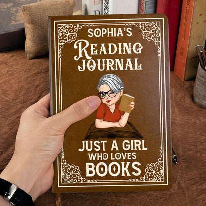 A Girl Who Loves Books Reading Journal  - Personalized Leather Cover Notebook