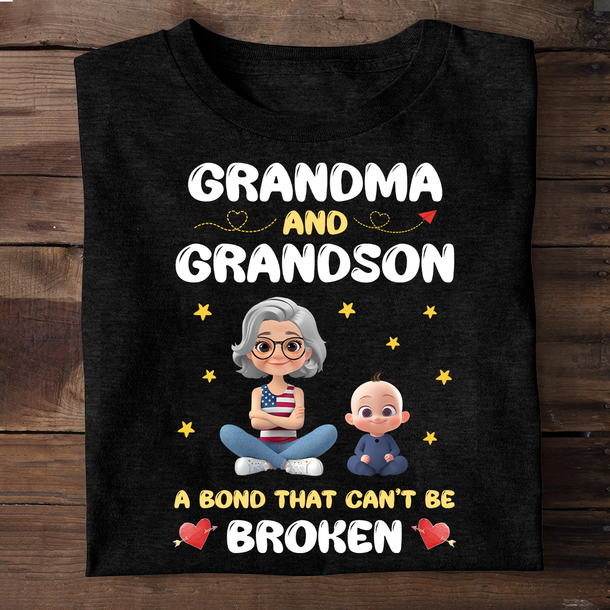 Grandma and Grandson A Bond That Can't Be Broken - Personalized Unisex T-shirt