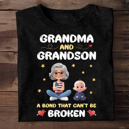 Grandma and Grandson A Bond That Can't Be Broken - Personalized Unisex T-shirt