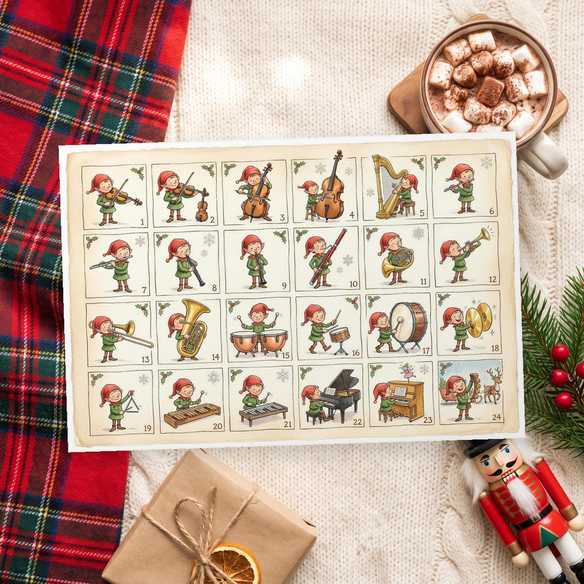 Santa's Christmas Symphony – Music Lover's Advent Calendar - Personalized Advent Calendar Card