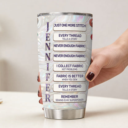 Custom Name Sewing Lover Alphabet - Personalized Stainless Steel Tumbler