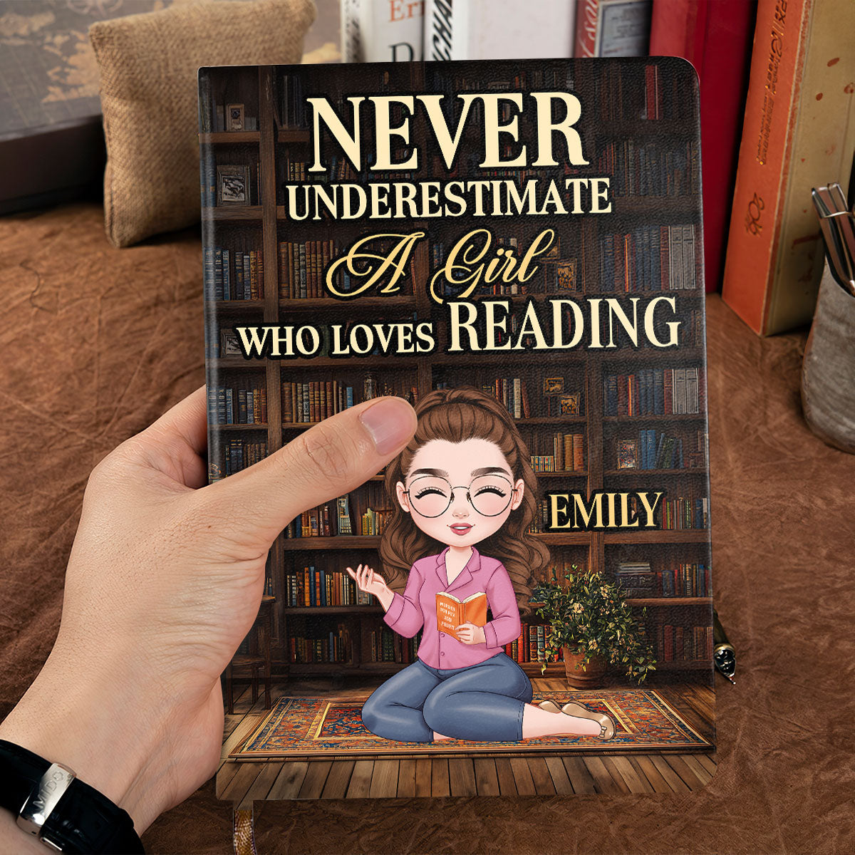 Never Underestimate An Old Lady Who Loves Reading - Personalized Leather Cover Notebook