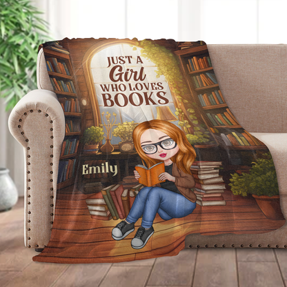 Just A Girl Who Loves Book - Personalized Fleece Blanket