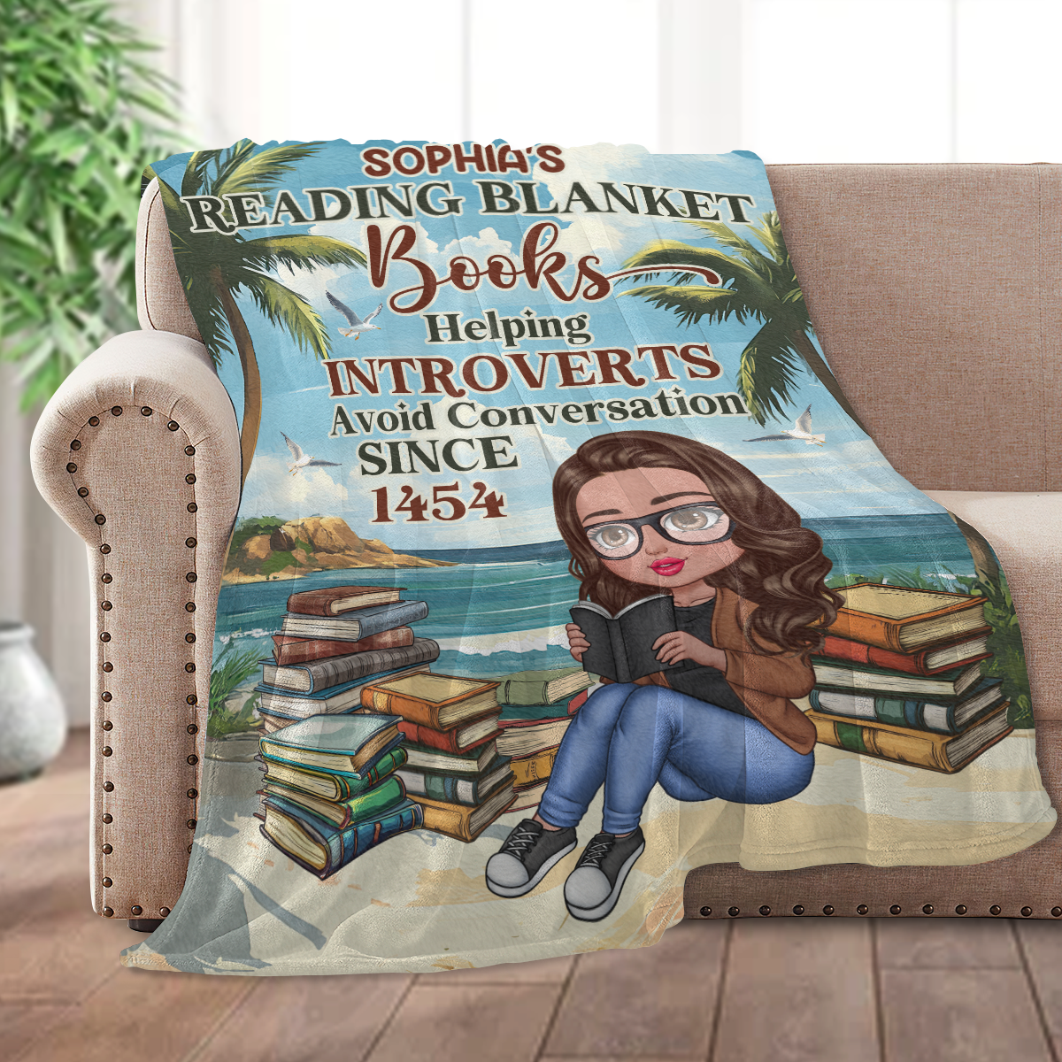 Books Helping Introverts Avoid Conversation Since 1454 - Personalized Fleece Blanket